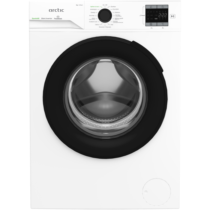 Masina de spalat rufe Arctic APLM1WFSU18410W, 8 Kg, 1400 RPM, Clasa A, Motor Silent Inverter, Fast/Intensive, Steam, Prewash, Child Lock, Add-In, Alb [9]
