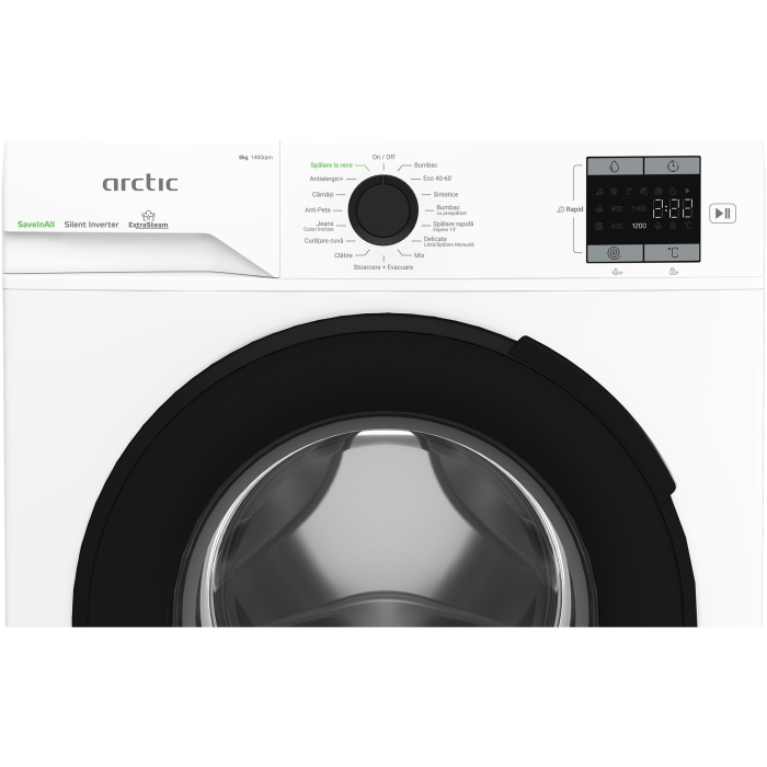 Masina de spalat rufe Arctic APLM1WFSU18410W, 8 Kg, 1400 RPM, Clasa A, Motor Silent Inverter, Fast/Intensive, Steam, Prewash, Child Lock, Add-In, Alb [4]