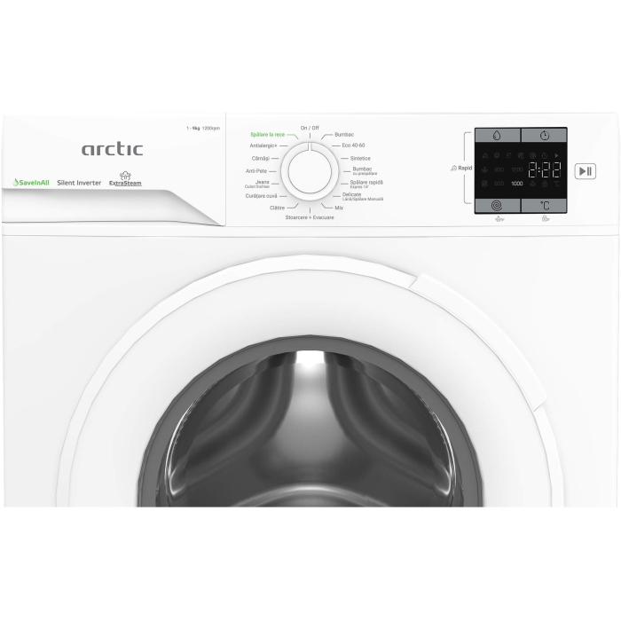 Masina de spalat rufe Arctic APLM1WFSU19210W, 9 Kg, 1200 RPM, Motor Silent Inverter, Drum Clean+Steam, Child Lock, Anticrease, Digital Display, Add-In, Clasa A, alb [4]