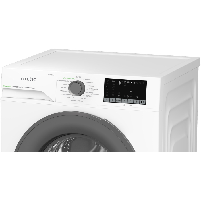 Masina de spalat rufe Arctic APLM2WFSU28411W, 8 Kg, 1400 RPM, Motor Silent Inverter, Drum Clean+Steam, Child Lock, Anticrease, Digital Display, Add-In, Clasa A, Alb [7]