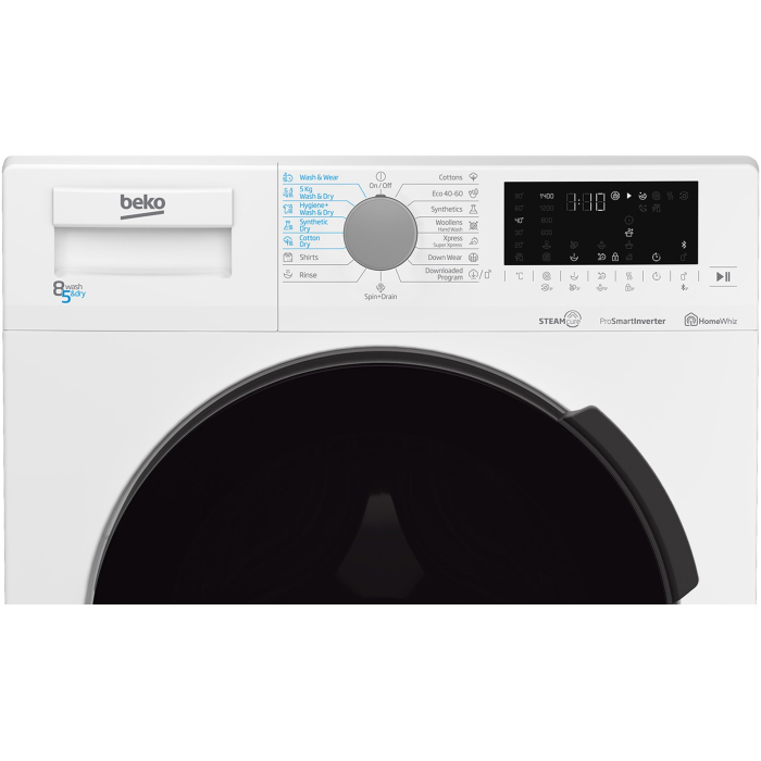 Masina de spalat rufe cu uscator Beko HTV8726XSW, Spalare 8 kg, Uscare 5 kg, 1200 RPM, SteamCure, HomeWhiz prin Bluetooth, ProSmart Inverter Motor, AddXtra, Alb [3]