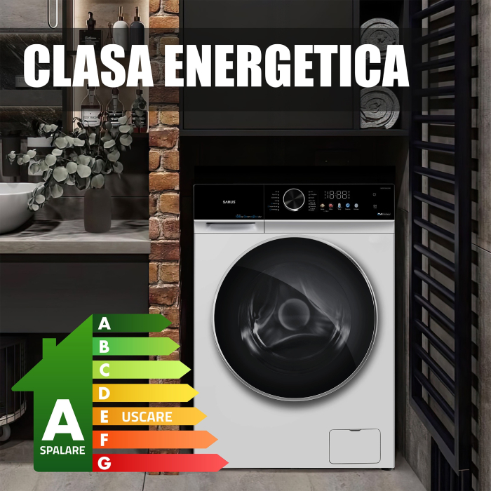 Masina de spalat rufe cu uscator Samus WSDD10612IDM, spalare 10 kg, uscare 6 kg, 1200 rpm, clasa A, 62.8 cm, motor inverter, reglare nivel uscare, incarcare cu rufe in timpul spalarii, Alb [5]
