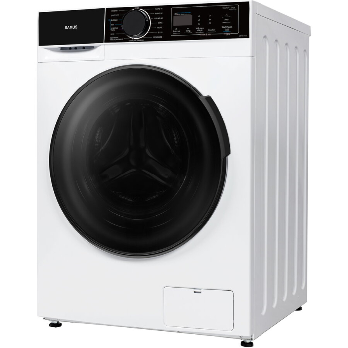 Masina de spalat rufe frontala Samus WSADI-8143, 8 kg, 1400 rpm, clasa A, adancime 48 cm, motor inverter, functie Abur, program Eliminare par de animale, pornire intarziata, blocare acces copii, alb [3]