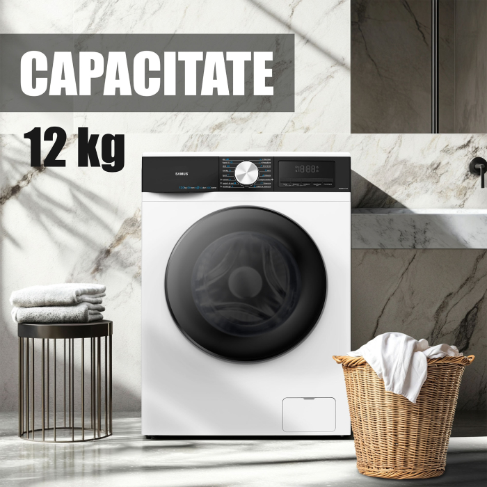 Masina de spalat rufe frontala Samus WSMDI12147, 12 kg, 1400 rpm, clasa A, 65 cm, motor inverter, control antispuma, alb [8]