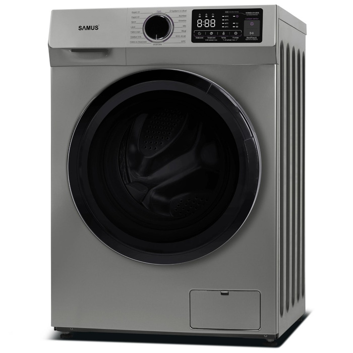 Masina de spalat rufe frontala, Samus WSNDI-9142DS, 9 kg, 1400 rpm, clasa A, adancime 49.5 cm, motor inverter, auto-echilibrare tambur, spalare cu aburi, tesaturi XXL, curatare tambur, Gri [2]