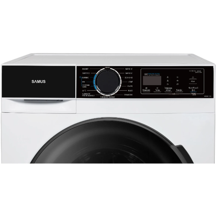 Masina de spalat rufe frontala slim Samus WSADI-7123, 7 kg, 1200 rpm, clasa A, adancime 40 cm, motor inverter, functie Abur, program Eliminare par de animale, pornire intarziata, Alb [4]