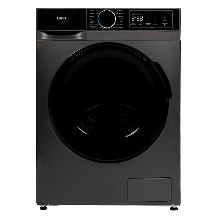 Masina de spalat rufe frontala slim Samus WSADI-8145DS, 8 kg, 1400 rpm, clasa A, adancime 47.5 cm, motor inverter, curatare tambur, program Eliminare par de animale, pornire intarziata, Gri Antracit [3]