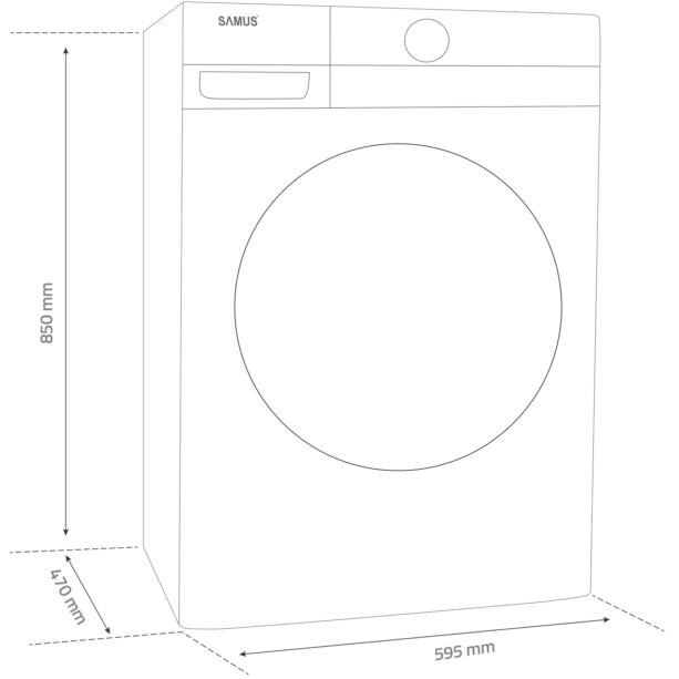 Masina de spalat rufe frontala slim Samus WSNDI-7141, 7 kg, 1400 rpm, clasa A, adancime 48 cm, motor inverter, functie Abur, program tesaturi XXL, control antispuma, pornire intarziata, Alb [5]