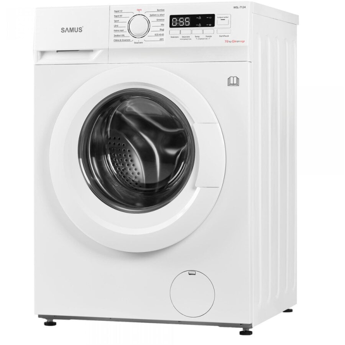 Masina de spalat rufe Samus WSL-7124,7 Kg, 15 programe, 1200 rotatii, Slim, Clasa energetica D, Termostat reglabil, Program ECO 40-60°C, Blocare acces copii, Alb [2]