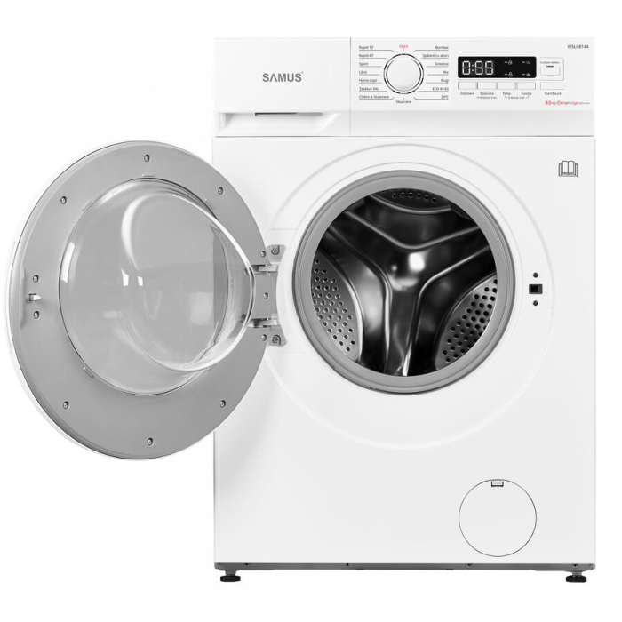 Masina de spalat rufe Samus WSLI-8144,8 Kg, Motor Inverter, Slim, 15 Programe, 1400 rotatii, Clasa energetica A, Termostat reglabil, Program ECO 40-60°C, Blocare acces copii, Alb [3]