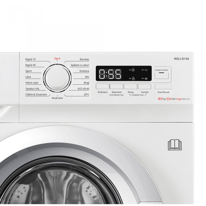Masina de spalat rufe Samus WSLI-8144,8 Kg, Motor Inverter, Slim, 15 Programe, 1400 rotatii, Clasa energetica A, Termostat reglabil, Program ECO 40-60°C, Blocare acces copii, Alb [4]
