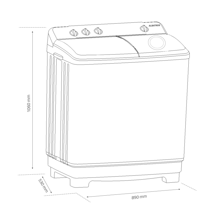 Masina de spalat rufe semiautomata Albatros WMS12.3, Volum cuva de spalare max 100 l, Cantitatea de rufe uscate 12 kg, Cantitatea de rufe la stoarcere 7 kg, Alb [2]