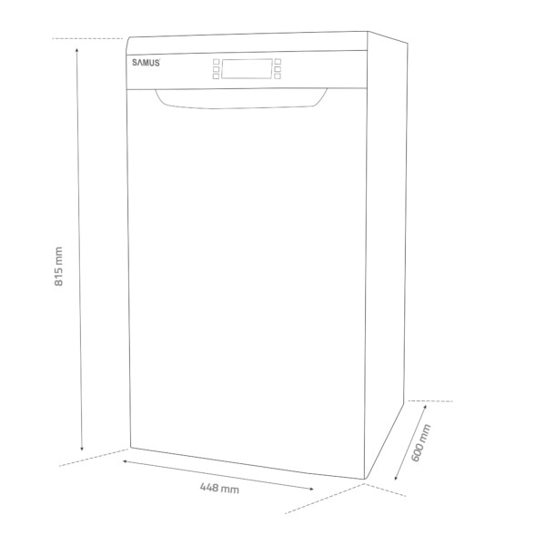 Masina de spalat vase Samus SDX410.8, 45 cm, Clasa E, 10 seturi, 8 programe, Inox/Argintiu [6]