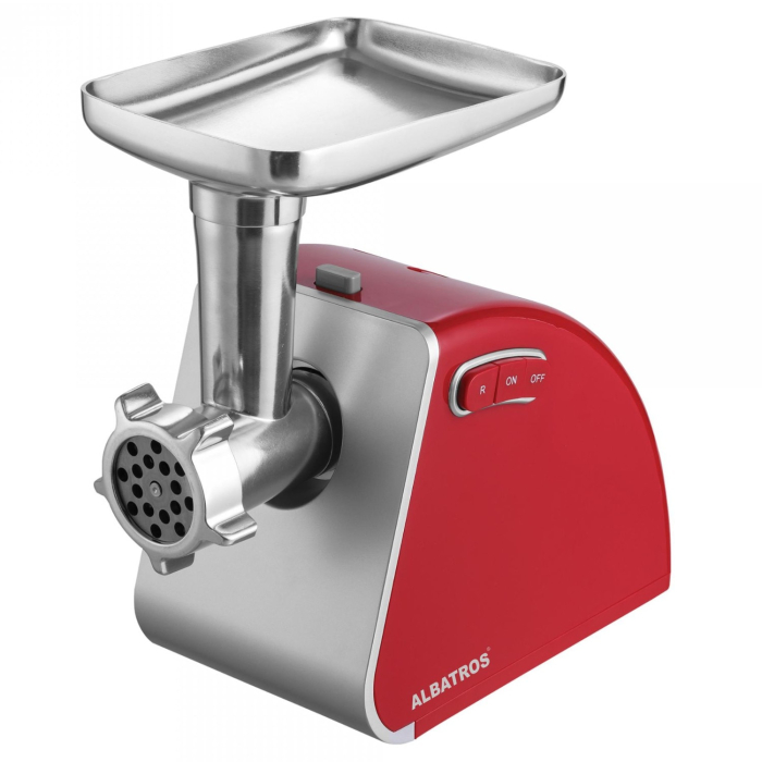 Masina de tocat carne, electrica, Albatros MTA1510R, 1 viteza, functie Reverse, 1.8 kg/min, 1500 W, rosu, accesoriu suc rosii, accesoriu carnati, accesoriu kibbe [2]