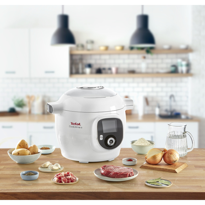 Multicooker inteligent cu gatire sub presiune Tefal Cook4Me CY851130, 1600W, 6 moduri de gatit, instructiuni pas cu pas, rapid si usor, 150 de retete, capacitate 6 l, alb [7]