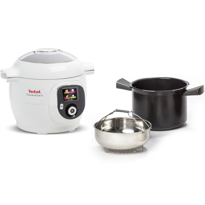 Multicooker inteligent cu gatire sub presiune Tefal Cook4Me CY851130, 1600W, 6 moduri de gatit, instructiuni pas cu pas, rapid si usor, 150 de retete, capacitate 6 l, alb [4]