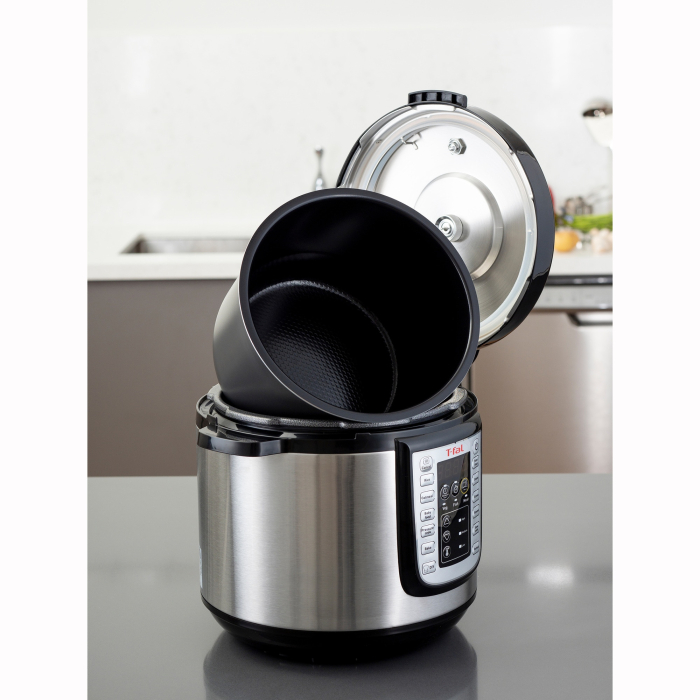 Oala sub presiune electrica Tefal One Pot CY505E30, 1200W, capacitate vas antiaderent 5.8 L, 25 de programe, functie pastrare la cald, argintiu & negru [9]