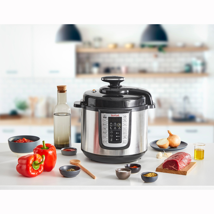Oala sub presiune electrica Tefal One Pot CY505E30, 1200W, capacitate vas antiaderent 5.8 L, 25 de programe, functie pastrare la cald, argintiu & negru [5]
