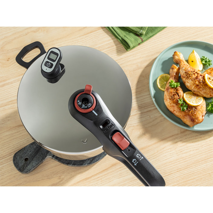 Oala sub presiune Tefal Secure Chrono, capacitate 6 L, 2 programe de gatire, inductie, 5 puncte de siguranta, argintiu [5]