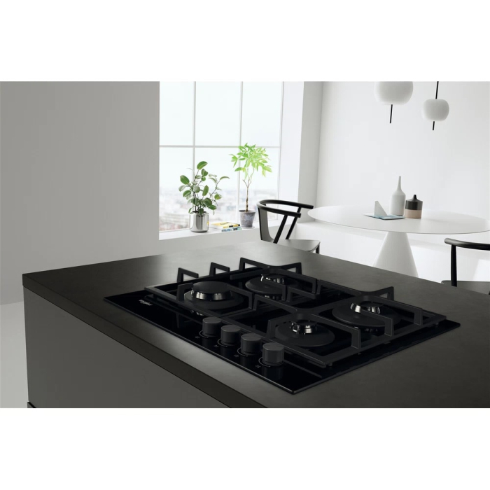 Plita incorporabila Whirlpool GOS 6415/NB1, Gaz, 4 arzatoare, Siguranta arzatoare, Wok, Gratare fonta, 60 cm, Negru [3]