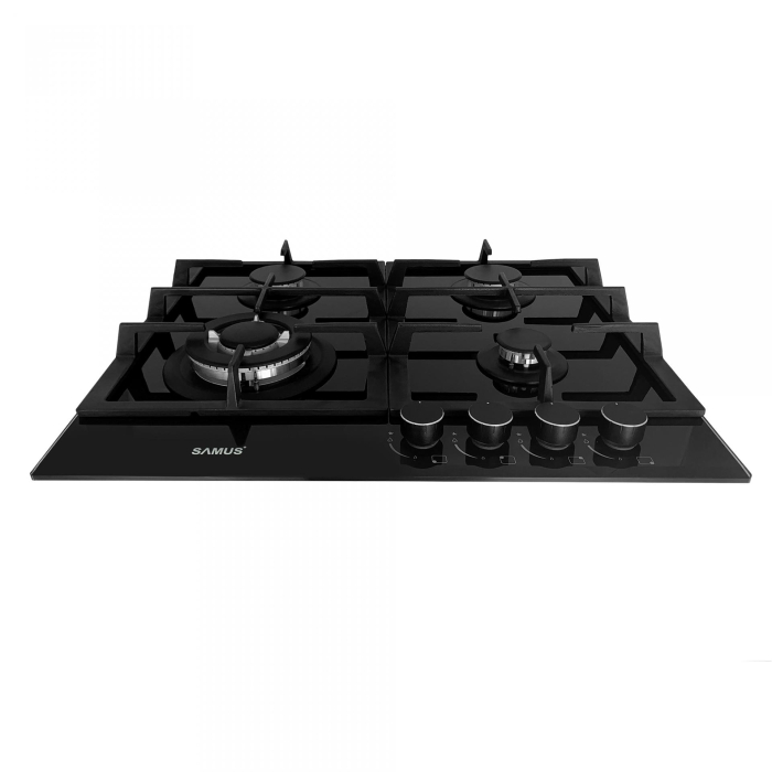 Plita pe gaz incorporabila Samus PSG-64SG1, 4 arzatoare, arzator Wok, putere 8 kW, aprindere electrica, dispozitiv siguranta arzatoare, negru [10]