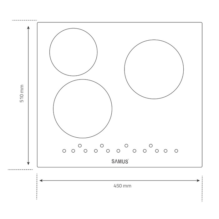Plita vitroceramica electrica incorporabila Samus PSVE-43BMG3, 3 zone de gatit, 4800 W, control touch, 9 trepte putere, indicator caldura reziduala, blocare acces copii, timer [3]