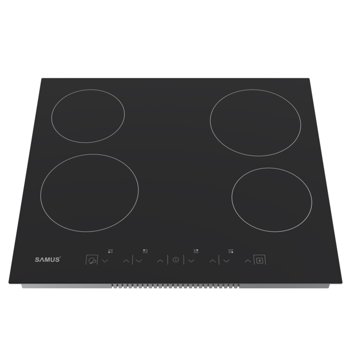 Plita vitroceramica electrica incorporabila Samus PSVE-64BMG4, 4 zone de gatit, 6000 W, control touch, 9 trepte putere, indicator caldura reziduala, blocare acces copii, timer [2]