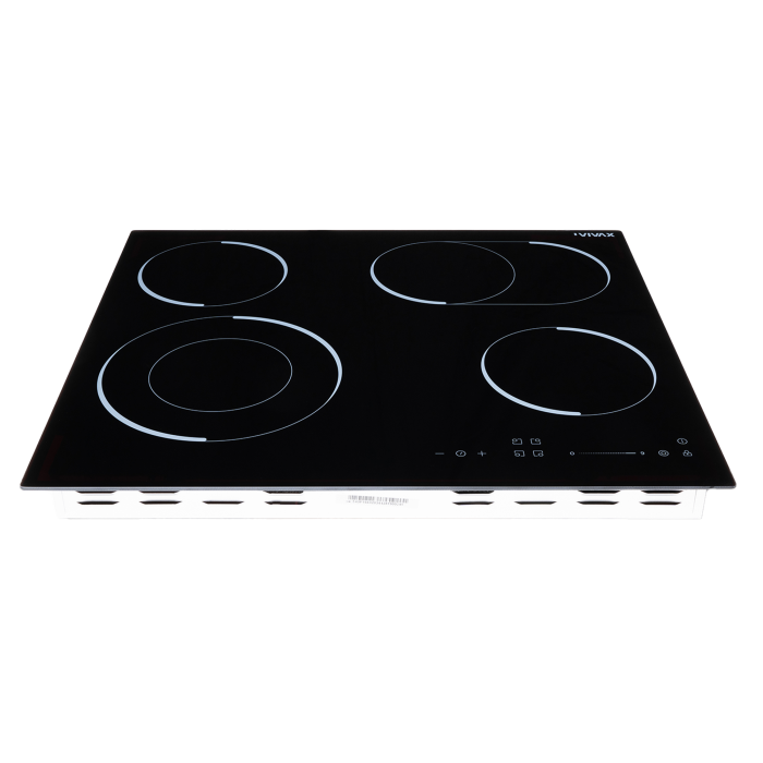 Plită vitroceramică încorporabilă VIVAX BH-04MDOVC, 60 cm, 4 zone de gătit, 2 zone Dual, Touch Control digital, 9 trepte, Timer 99 min cu oprire automată, Child Lock, Indicator căldură, Sticla Neagra [4]