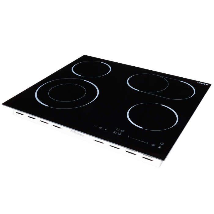 Plită vitroceramică încorporabilă VIVAX BH-04MDOVC, 60 cm, 4 zone de gătit, 2 zone Dual, Touch Control digital, 9 trepte, Timer 99 min cu oprire automată, Child Lock, Indicator căldură, Sticla Neagra [2]
