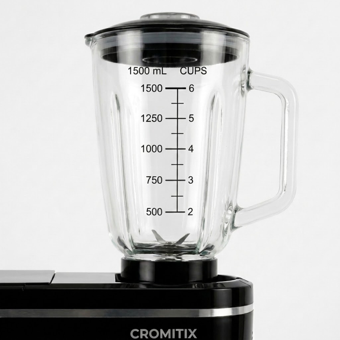 Robot de bucatarie planetar 3in1 CROMITIX® MB3-1500BK, Bol Inox 6L, Motor Cupru 1500W, 6 Trepte de Viteză + Pulse, Frământare și Mixare Profesională, Blender, Masina de tocat, Negru [5]