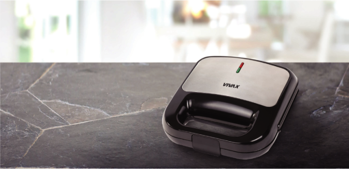 Sandwich maker VIVAX TS-7504 BX, 750W, Placi Antiaderente, Carcasa din Otel Inoxidabil, Maner Rece, Picioare Antialunecare, Protectie Supraincalzire, Indicator Luminos, Negru [6]