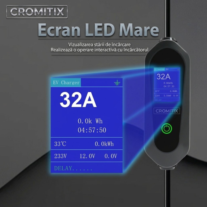 Statie portabila CROMITIX®, Type 2, 3.5 KW, 16A, lungime cablu 5m, putere ajustabila, IP65, Geanta transport inclusa [4]