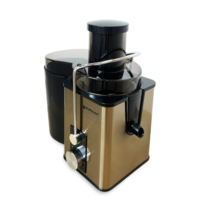 Storcător de Fructe și Legume Hoffmans HM-620, 800W, Recipient Suc 600 ml, 2 Viteze + Pulse, Tub Alimentare 65 mm, Filtru Inox, Sistem Anti-Picurare, Negru-Auriu [3]