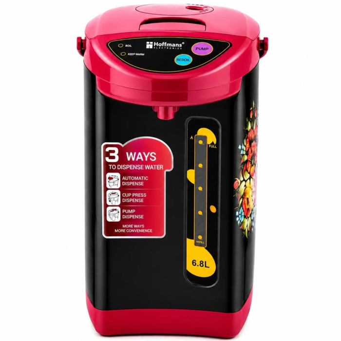 Termopot electric, Dispenser apa fierbinte/fierbator 6.8L Hoffmans HM-2568, 1000W, functie mentinere la cald, Negru/Roz [2]