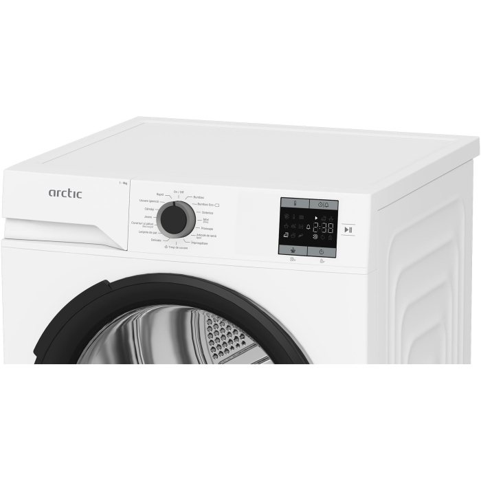 Uscator de rufe Arctic A2T19239W, Pompa de caldura, 9 kg, 15 programe, Clasa D, Aqua Surf, Alb [6]