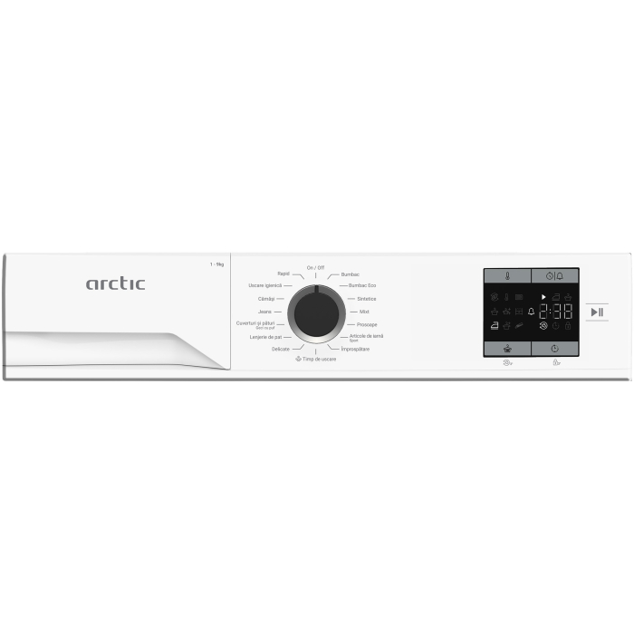 Uscator de rufe Arctic A2T19239W, Pompa de caldura, 9 kg, 15 programe, Clasa D, Aqua Surf, Alb [5]
