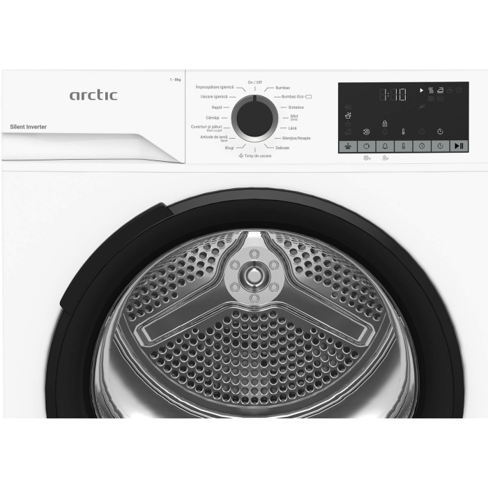 Uscator de rufe Arctic A2T28249W, Pompa de caldura, 8 kg, 15 programe, Clasa C, Motor Silent Inverter, Aqua Surf, Alb [4]