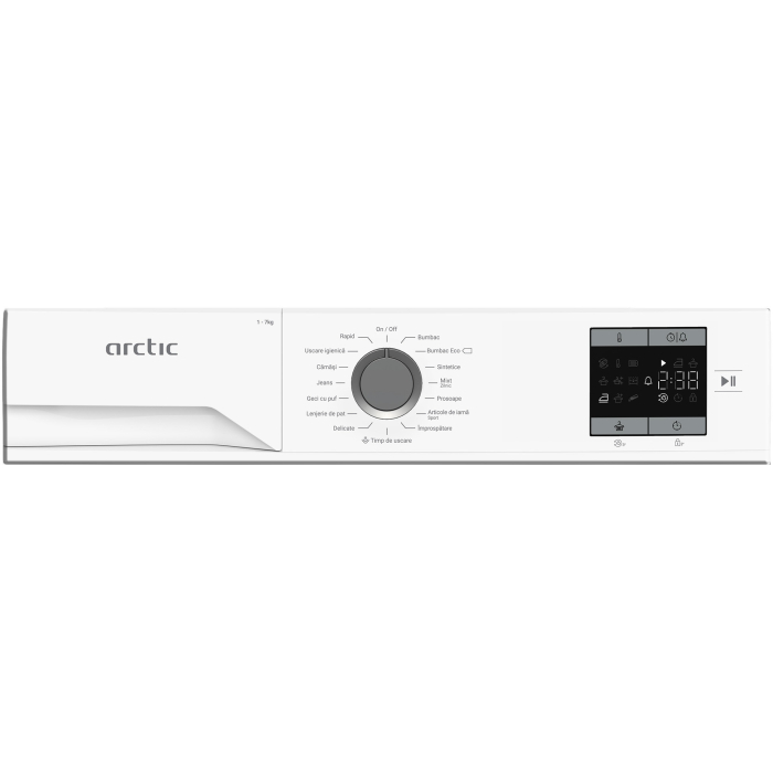 Uscator de rufe Arctic cu pompa de caldura, 7 kg, Clasa D, 15 programe, Auto Antisifonare, Aqua Surf, Hygienic Drying, Display, Alb [5]
