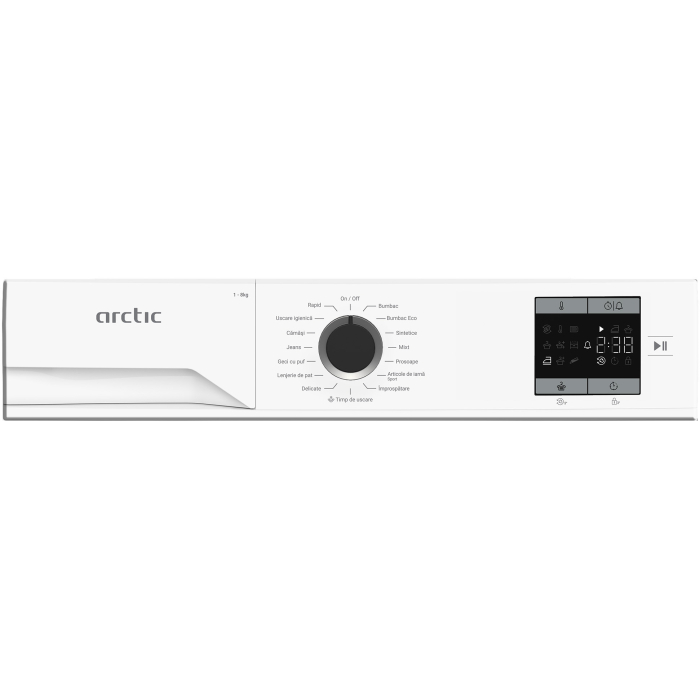 Uscator de rufe Arctic cu pompa de caldura, 8kg, D, AquaSurf, Auto Antisifonare, Dispaly, Alb [5]
