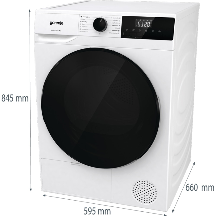 Uscator de rufe Gorenje DHNA92, 9 kg, clasa A++, pompa de caldura, 15 programe, alb [12]