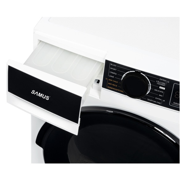Uscator de rufe Samus SADP-835, 8 kg, Afisaj electronic, 15 programe, Clasa energetica D, Anti-sifonare, Blocare acces copii, Pornire intarziata, Alb [3]