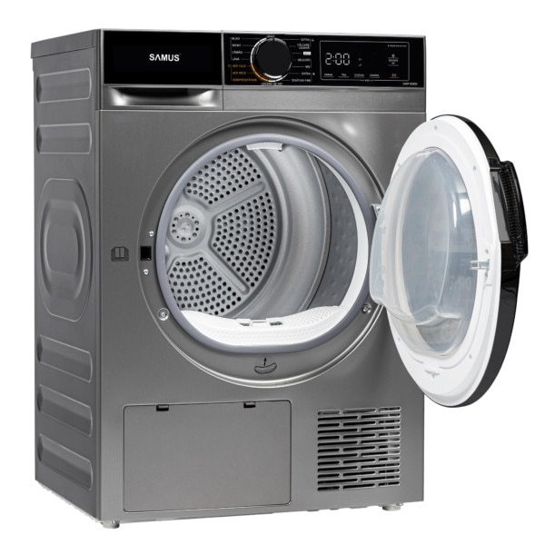 Uscator de rufe Samus SADP-836DS, 8 kg, Afisaj electronic, Tip procedura uscare pompa de caldura, 15 programe, Clasa energetica D, Anti-sifonare, Blocare acces copii, Pornire intarziata, Gri inchis [3]
