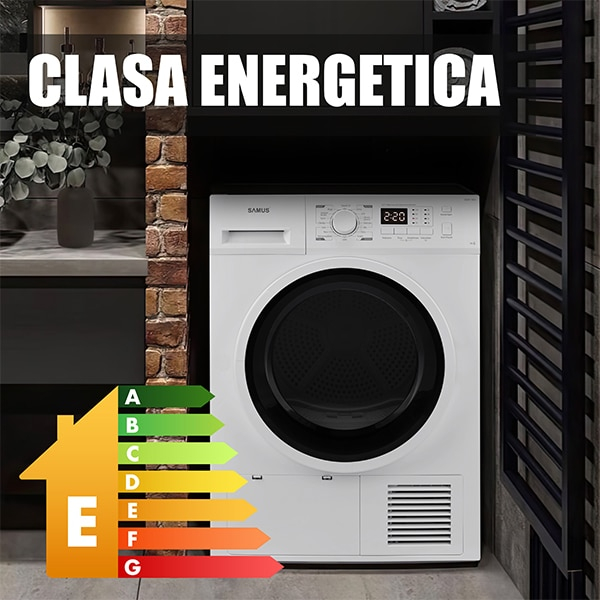 Uscator de rufe Samus SGDP-824, 8 kg, Tip procedura uscare pompa de caldura, 16 programe, Clasa energetica E, Anti-sifonare, Blocare acces copii, Alb [7]