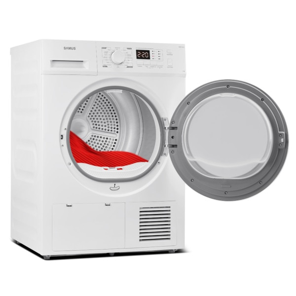 Uscator de rufe Samus SGDP-924, 9 kg, Afisaj electronic, Tip procedura uscare pompa de caldura, 16 programe, Clasa energetica D, Anti-sifonare, Blocare acces copii, Pornire intarziata, Alb [4]