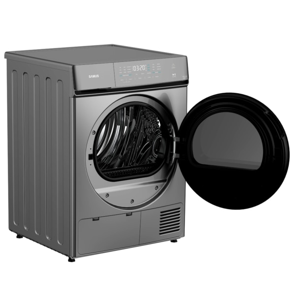 Uscator de rufe Samus SWDP-919DS, 8 kg, Tip procedura uscare: pompa de caldura. 18 programe, Clasa energetica E, anti-sifonare, blocare acces copii, gri inchis [5]