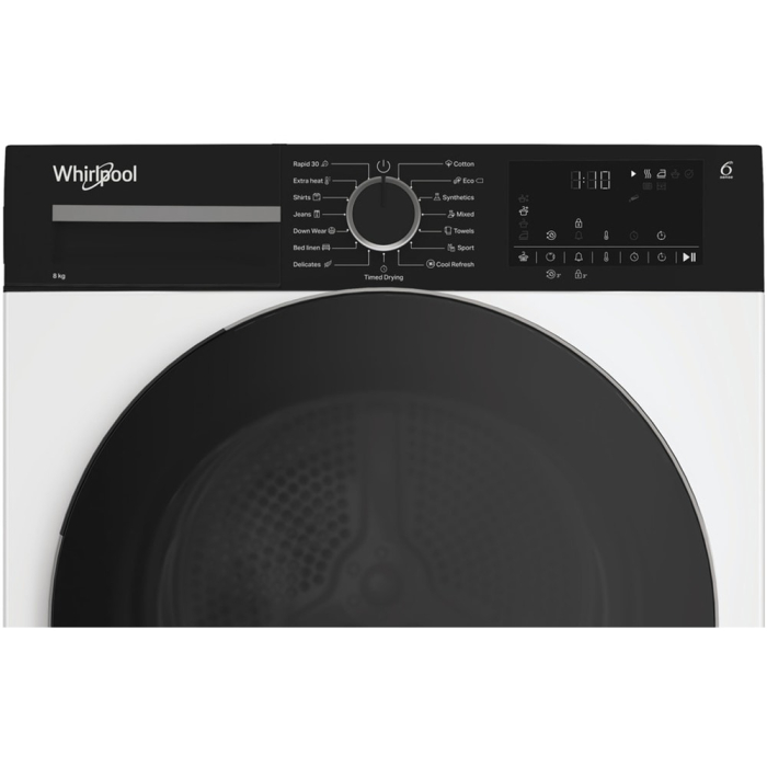 Uscator de rufe WHIRLPOOL WPS D8 WBS EE, 6th Sense, Pompa de caldura, 8 kg, 15 programe, Clasa D, alb [3]