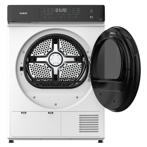 Uscator rufe automat Samus SWDP-918, pompa de caldura, 9 kg, clasa E, latime 59.8 cm, antisifonare, blocare acces copii, ajustare timp uscare, pornire intarziata, reglare nivel uscare [3]