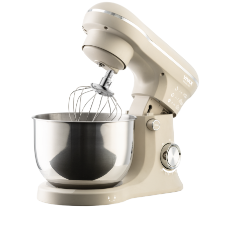 ELECTROCASNICE - Robot de bucătărie Vivax RM-41500S, 2 boluri de inox de 4 si 5 L, 1500W, 10 viteze + Turbo Pulse, Bej