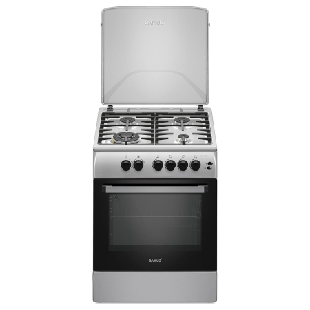 ELECTROCASNICE - Aragaz Samus SM664XPGS1, 4 arzatoare gaz, cuptor gaz, aprindere electrica plita, timer, grill, sigurante plita si cuptor, Inox/laterale argintii