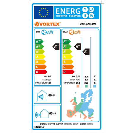 Aer conditionat VORTEX VAI1226CLW, 12000 BTU, A++/A+, Wi-Fi, 4D Air, Functie incalzire, Dezumidificare, Inverter, iFeel, kit instalare inclus, alb [10]